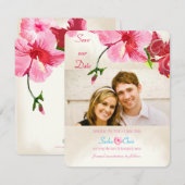 PixDezines ヴィンテージ ハイビスカス / 写真 / 保存日付 セーブザデート (正面/裏面)