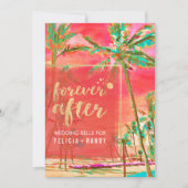 PixDezines ヴィンテージ ハワイアンビーチ / コーラル / ティール 招待状 (正面)