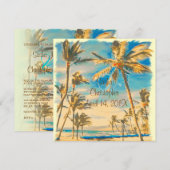 PixDezines ヴィンテージ ハワイアンビーチ / セレアンブルー 招待状 (正面/裏面)
