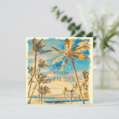 PixDezines ヴィンテージ ハワイアンビーチ / セレアンブルー 招待状 (スタンド正面)