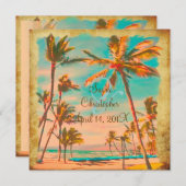 PixDezines ヴィンテージ ハワイアンビーチ/ターコイズ 招待状 (正面/裏面)