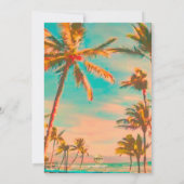 PixDezines ヴィンテージ ハワイアンビーチ / ティール ご招待状 招待状 (裏面)