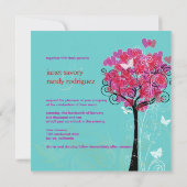 PixDezines ヴィンテージ ハートの木/DIY 背景 招待状 (裏面)