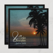 PixDezines ヴィンテージ フラ サンセット/ルアウ 招待状 (正面/裏面)