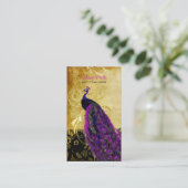 PixDezines ヴィンテージ マゼンタ ペコック+レース/DIY フォント 名刺 (スタンド正面)