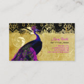 PixDezines ヴィンテージ マゼンタ ペコック+レース/DIY フォント 名刺 (裏面)