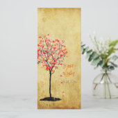 PixDezines ヴィンテージ マップルツリー/ピンク+オレンジ 招待状 (スタンド正面)