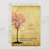 PixDezines ヴィンテージ マップルツリー/ピンク+オレンジ 招待状 (正面/裏面)