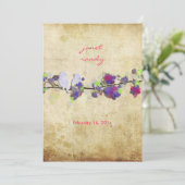 PixDezines ヴィンテージ ラブバード/ライラック 招待状 (スタンド正面)