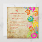 PixDezines ヴィンテージ/レイ/ルアウ/ハイビスカス 招待状 (裏面)