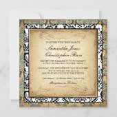 PixDezines ヴィンテージ ロッシ ダマスク, ティール 招待状 (裏面)