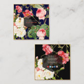 PixDezines ヴィンテージ ローズ ボタニカル プリント スクエア名刺 (正面/裏面)