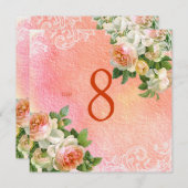 PixDezines ヴィンテージ ローズ / 水彩 / テーブル ナンバー 招待状 (正面/裏面)
