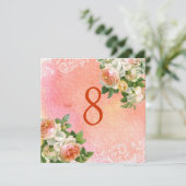 PixDezines ヴィンテージ ローズ / 水彩 / テーブル ナンバー 招待状 (スタンド正面)