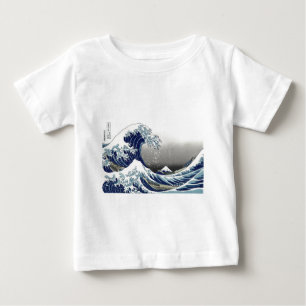 PixDezines ヴィンテージ 神奈川沖浪裏 葛飾北斎 ベビーTシャツ