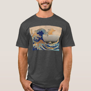 PixDezines ヴィンテージ 神奈川沖浪裏 葛飾北斎 Tシャツ