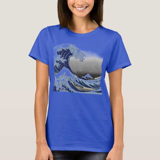 PixDezines ヴィンテージ、神奈川沖浪、葛飾北斎 Tシャツ (正面)