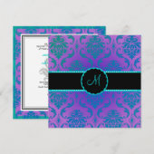 PixDezines ヴェンドーム ダマスク / ペコ ブルー 招待状 (正面/裏面)