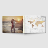 PixDezines 世界地図, 偽のゴールド + 大理石 ゲストブック (全面)