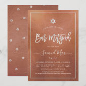 PixDezines 偽銅＋プラチナ バット・ミッツヴァ 招待状 (正面/裏面)