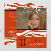 PixDezines 卒業式 ゼブラ柄 招待状 (正面/裏面)