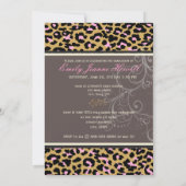 PixDezines 卒業式/チーター柄 ネオン ピンク 招待状 (裏面)