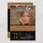 PixDezines 卒業式, ヒョウ柄 招待状 (正面/裏面)