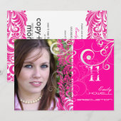 PixDezines 卒業式、美しいダマスク 招待状 (正面/裏面)