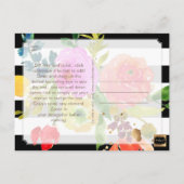 PixDezines 卒業/花の水彩/ストライプ 案内ポストカード (裏面)