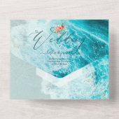 PixDezines 南国パラダイス ビーチ フラワー フォリアージ オールインワン招待状 (裏面)