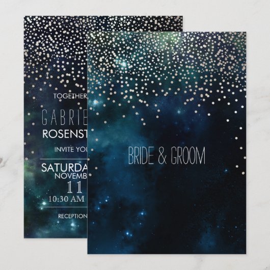 PixDezines 夜空/星空 招待状 (正面/裏面)