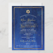 PixDezines 大型、バル・ミツヴァー ネイビーブルー 水彩 招待状 (裏面)
