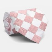 PixDezines 大理石+ローズゴールド チェッカー ネクタイ (ロール)