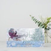 PixDezines 幸せなハヌカの雪のボケ シーズンカード (スタンド正面)