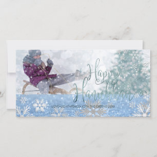 PixDezines 幸せなハヌカの雪のボケ シーズンカード