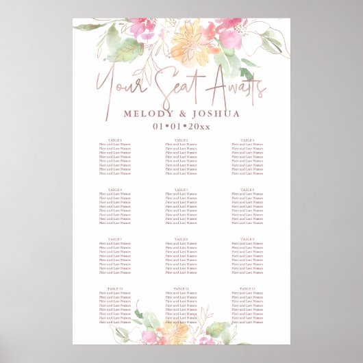 PixDezines 恋愛の優しい花と席次表, 座席 ポスター (正面)