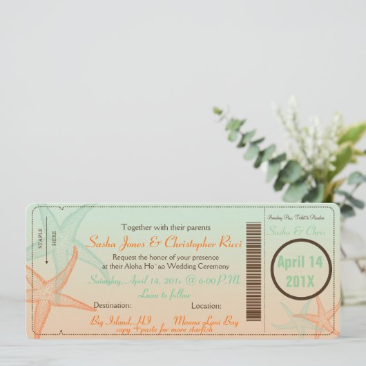 PixDezines 搭乗券+ヒトデ 招待状 (スタンド正面)