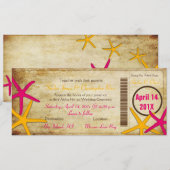 PixDezines 搭乗券+ビーチウェディング招待状 招待状 (正面/裏面)