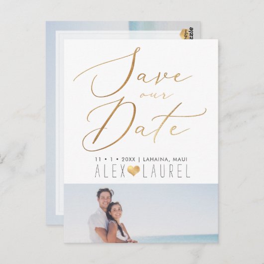 PixDezines 救の日付、フェイク金ゴールド書道 ポストカード (正面/裏面)