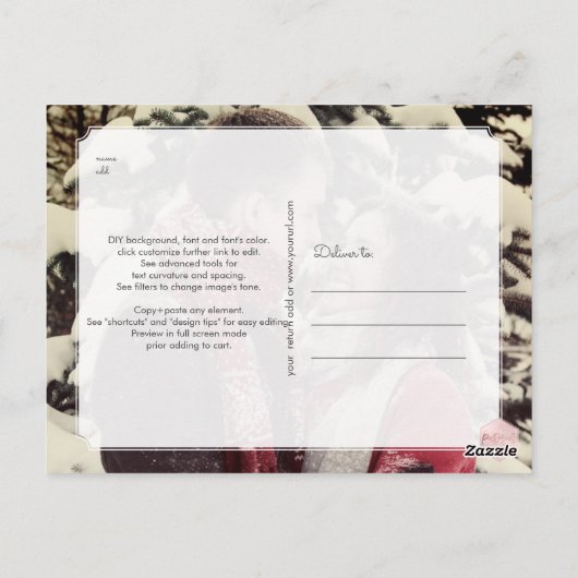 PixDezines 救日付書道フェイク金ゴールド ポストカード (裏面)