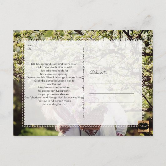 PixDezines 救 Date/フェイクバラ金ゴールド+大理石 案内ポストカード (裏面)