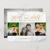 PixDezines 救 Our Date/Chic フェイク金ゴールド+大理石 ポストカード (正面/裏面)