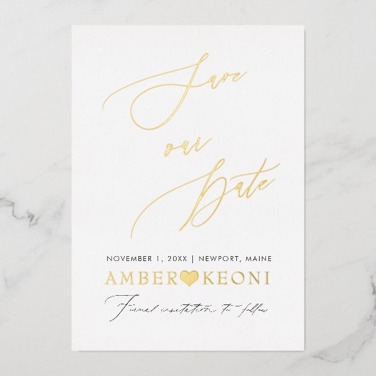 PixDezines 救 Our Date Luxe書道 箔招待状 (正面)