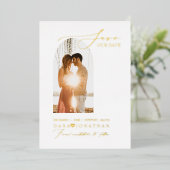 PixDezines 救 Our Date Luxe書道 箔招待状 (立ち正面)