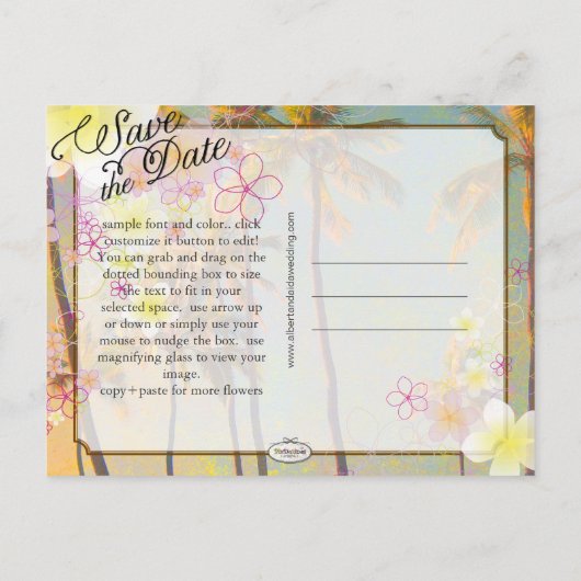 PixDezines/日付/救フラドリーム/ヴィンテージハワイ 案内ポストカード (裏面)