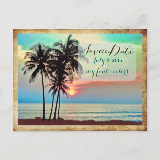PixDezines/日救付/ハワイの夕日/ヴィンテージ 案内ポストカード (正面)