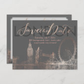 PixDezines/日救付/ピンク金ゴールド/ロンドンスカイライン 案内ポストカード (正面/裏面)