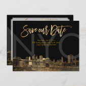 PixDezines/日救付/フェイク金ゴールド/NYC 案内ポストカード (正面/裏面)