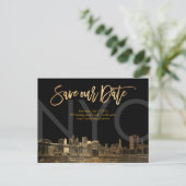 PixDezines/日救付/フェイク金ゴールド/NYC 案内ポストカード (スタンド正面)