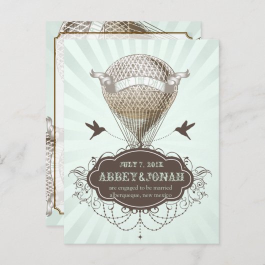 PixDezines/日救付/ヴィンテージホットエアバルーン 案内ポストカード (正面/裏面)